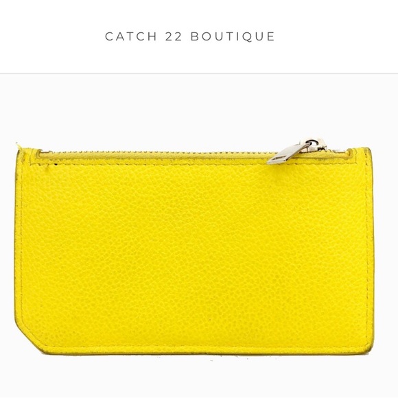 SAINT LAURENT Fragment Grained Calfskin 5 Card Holder Zip Pouch Sunflower - Picture 6 of 11